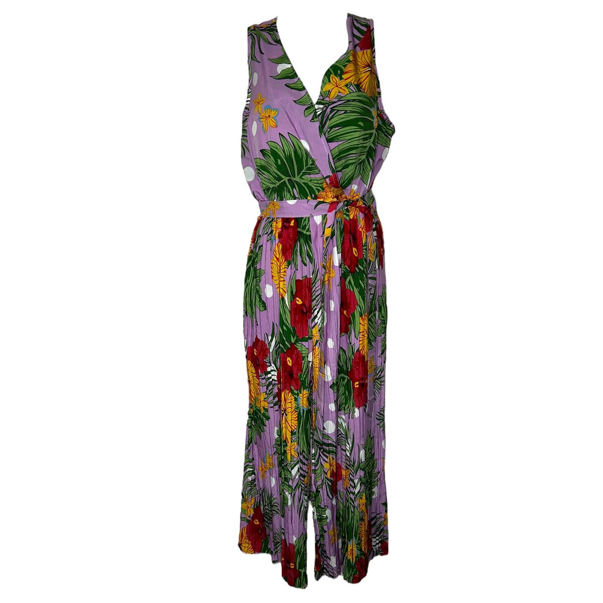 Mono Jumpsuit Pierna Ancha Mono Diseño Flores Tableado