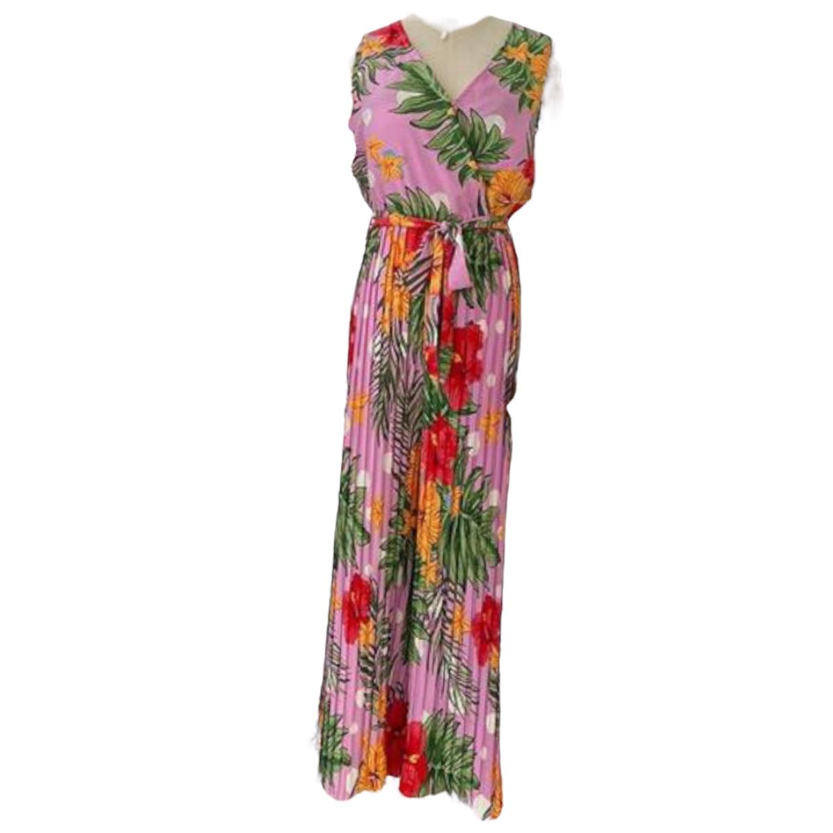 Mono Jumpsuit Pierna Ancha Mono Diseño Flores Tableado