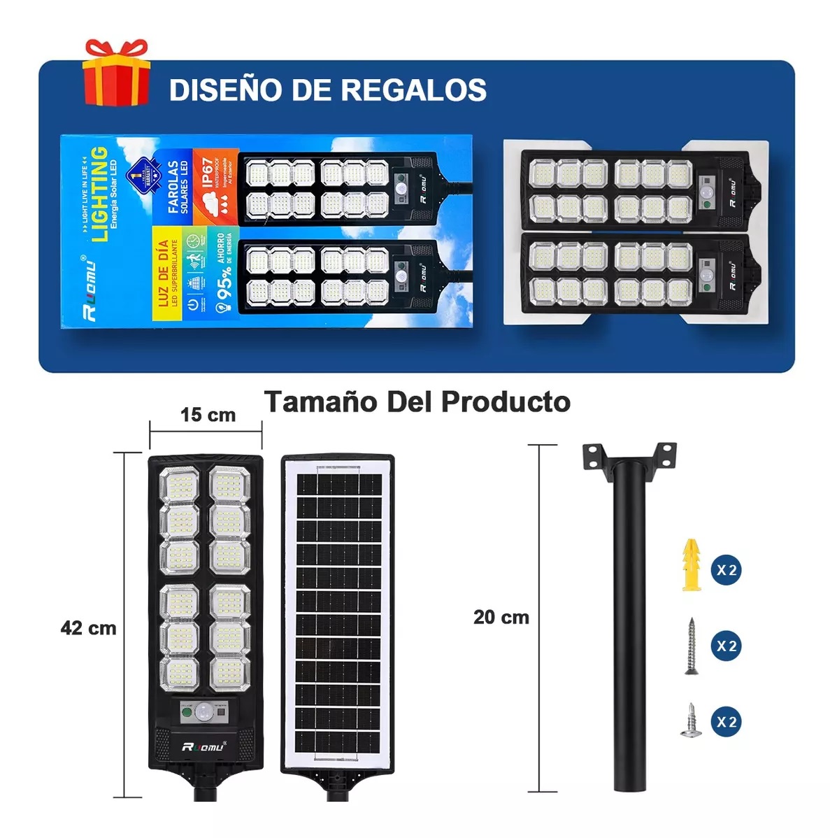 Lámparas Luz Solar Exterior Jardín Luminaria Led Solar 2pack
