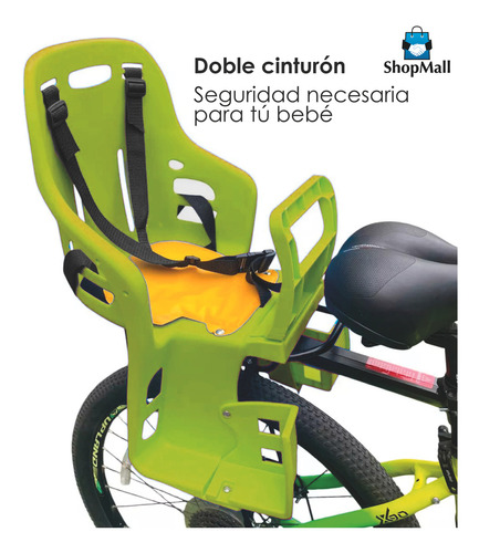 Silla Asiento Trasero Ajustable Porta Niños Para Bicicleta Color Verde