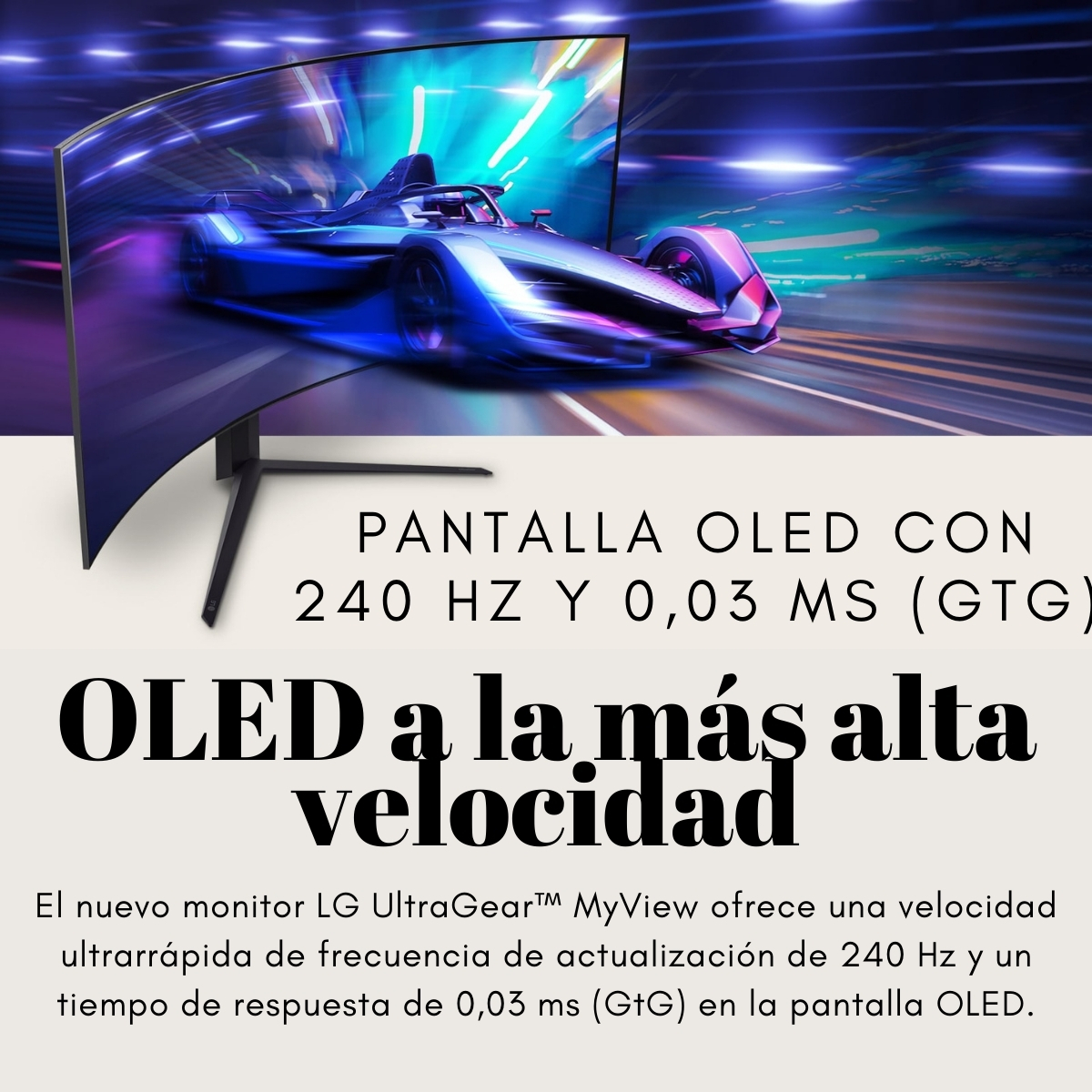 Monitor Gamer LG UltraGear OLED Curvo 45" WQHD, 240Hz, 0.03ms, HDR400, FreeSync & G-SYNC Compatible - Negro