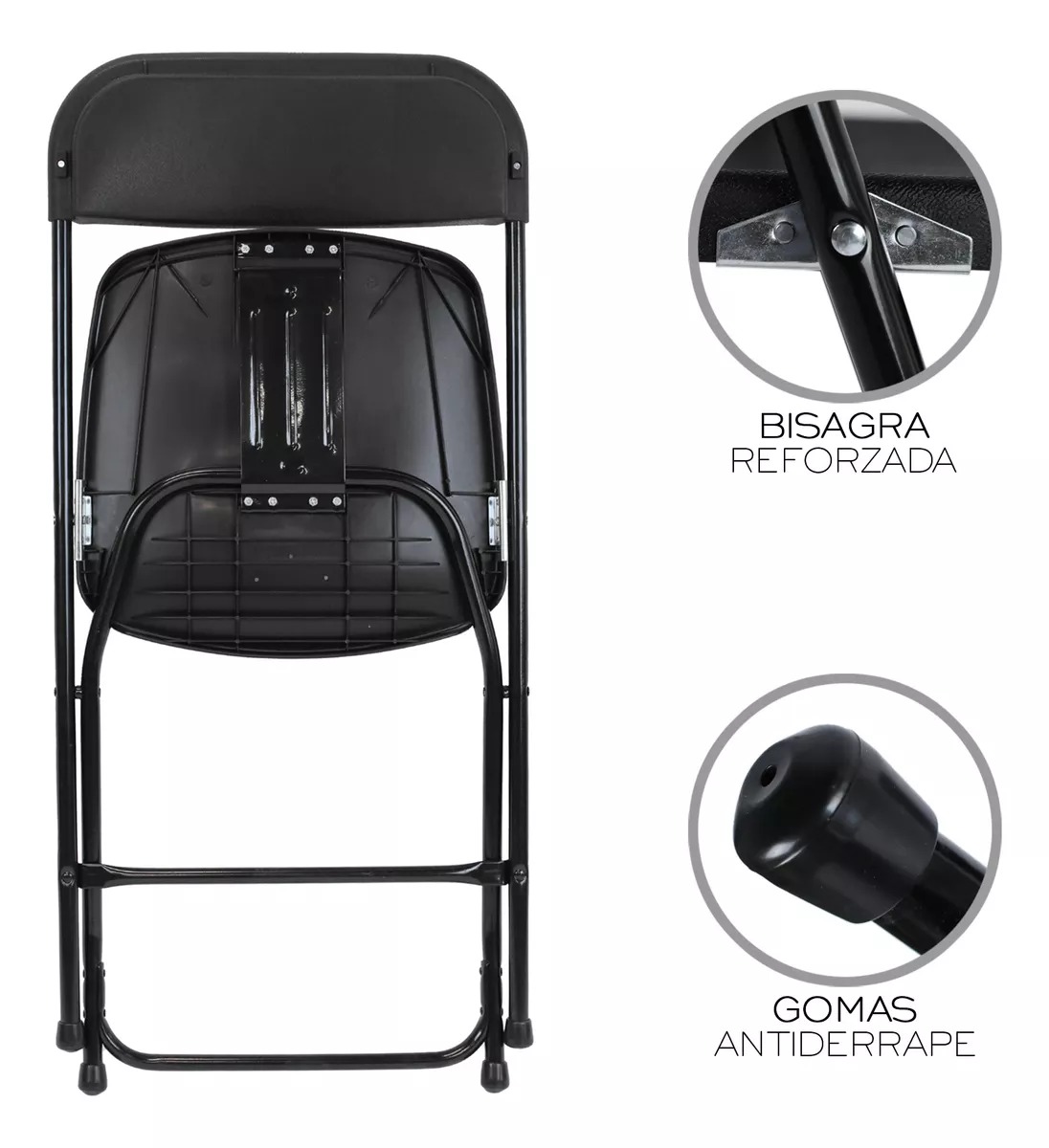 Pack 10 Pzs Silla Plegable Color Negro Jardin Eventos Nube