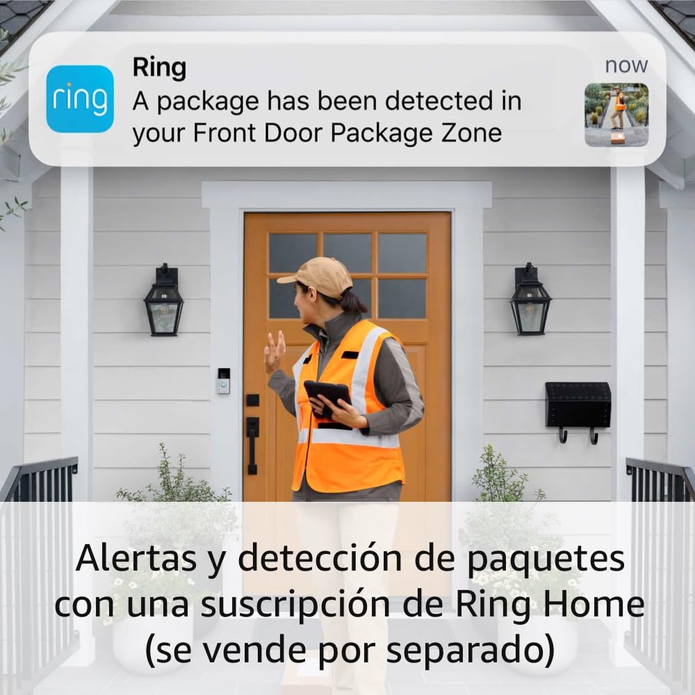 Timbre con Camara Inalámbrico Ring Alertas y Detección de Movimiento Battery Doorbell