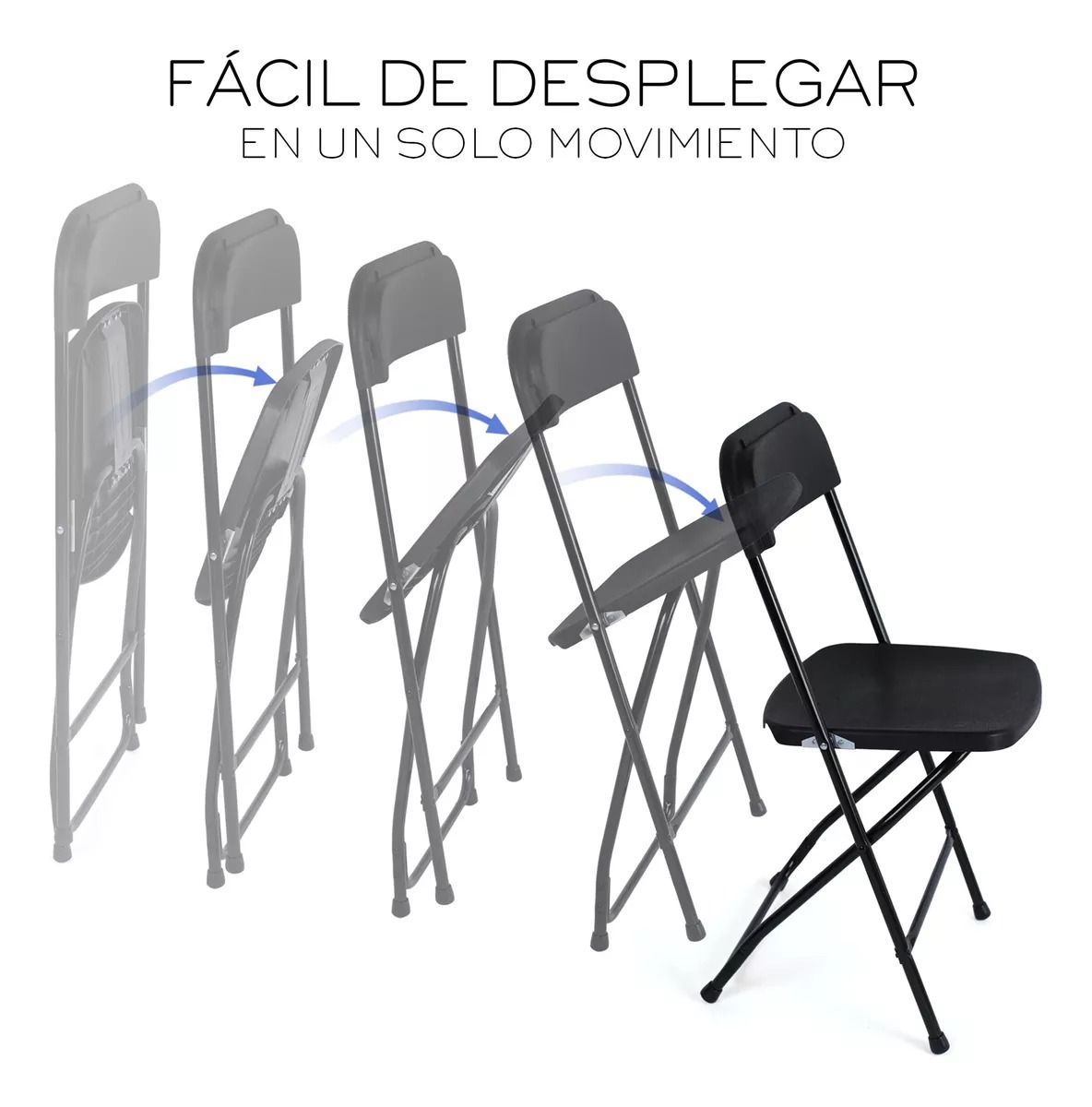 Pack 10 Pzs Silla Plegable Color Negro Jardin Eventos Nube