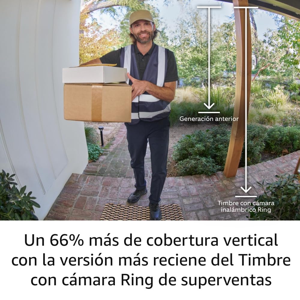 Timbre con Camara Inalámbrico Ring Alertas y Detección de Movimiento Battery Doorbell