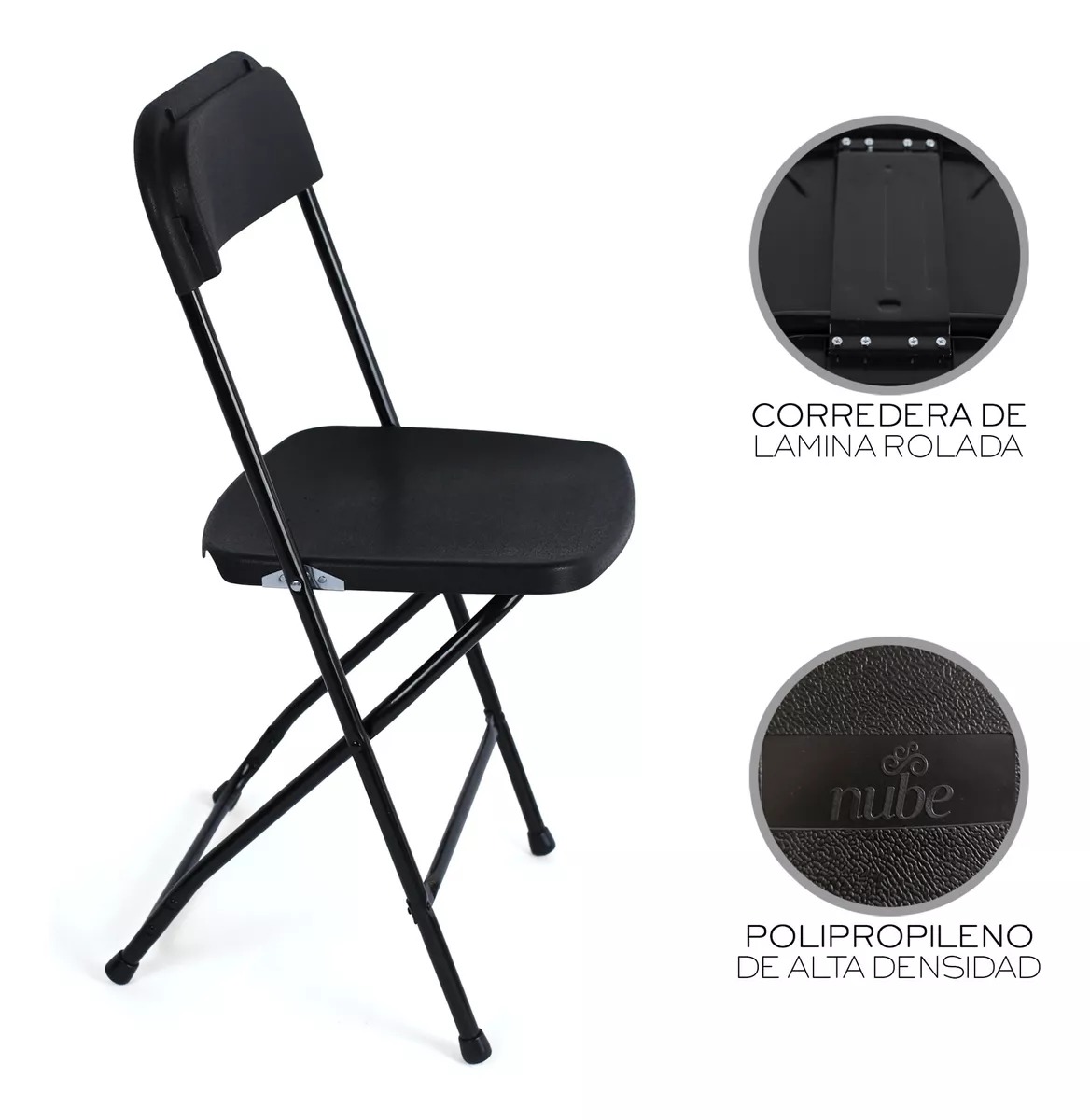 Pack 10 Pzs Silla Plegable Color Negro Jardin Eventos Nube