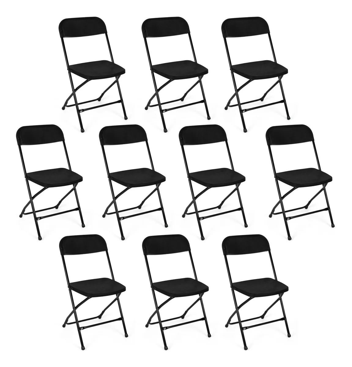 Pack 10 Pzs Silla Plegable Color Negro Jardin Eventos Nube