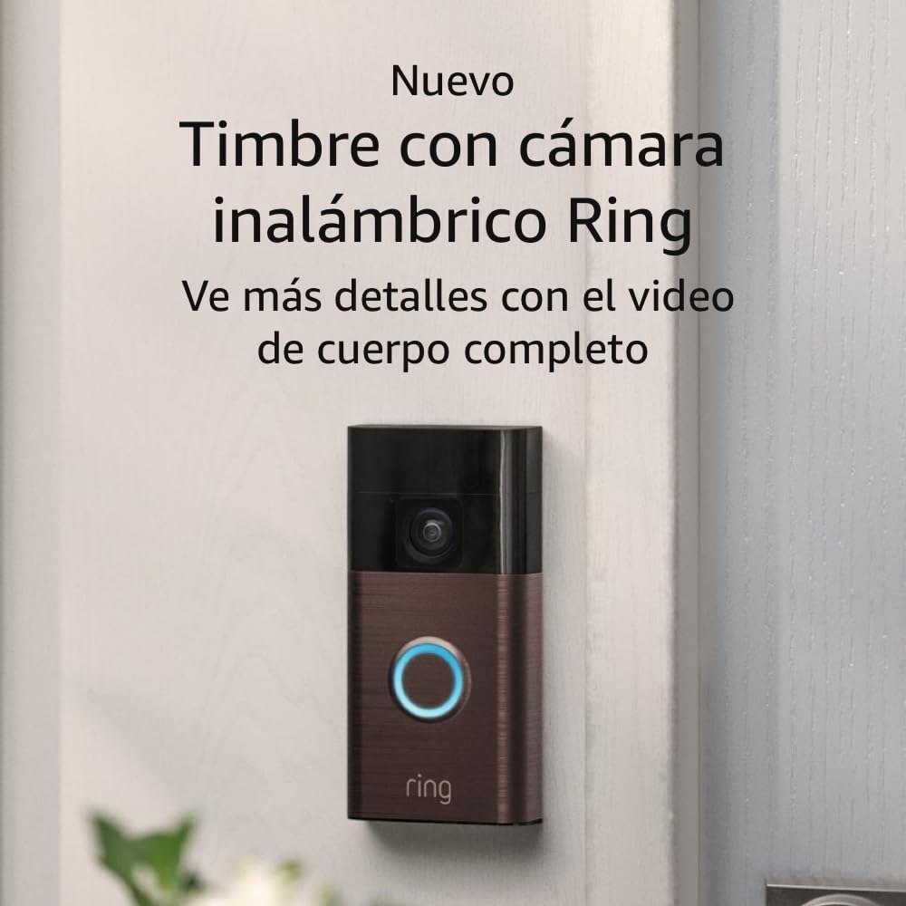 Timbre con Camara Inalámbrico Ring Alertas y Detección de Movimiento Battery Doorbell