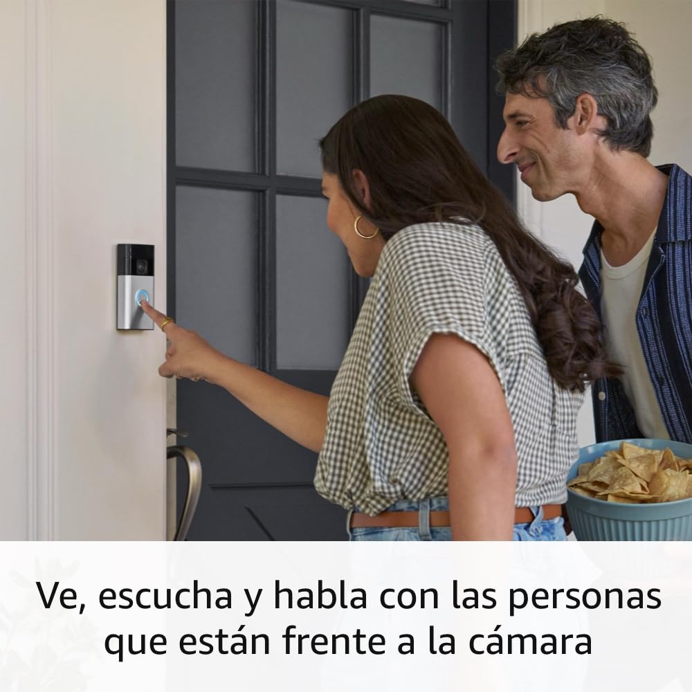 Timbre con Camara Inalámbrico Ring Alertas y Detección de Movimiento Battery Doorbell