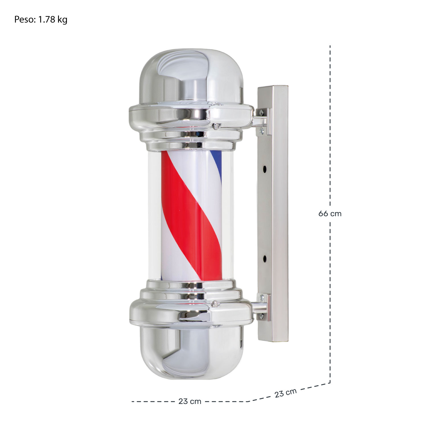 Caramelo Barberia Luz Led Giratorio 66 Cm Peluqueria Salon