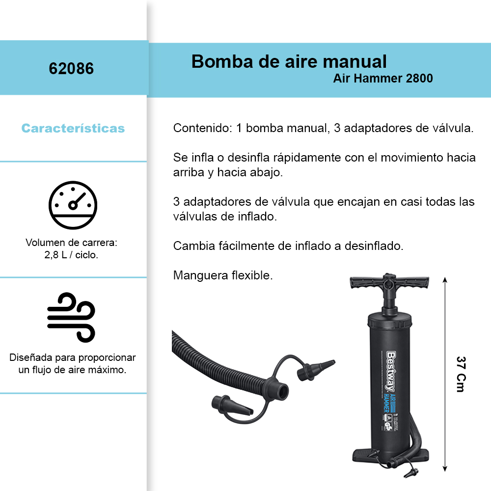 Bomba Manual Para Inflable Air Hammer 37 Cm Bomba De Aire