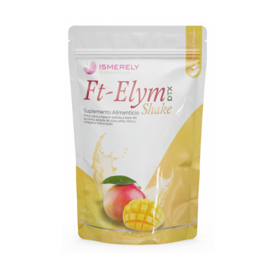 FitElym Dtox Shake - Proteina de suero de leche con 18 Nutrientes y Colágeno sabor Mango