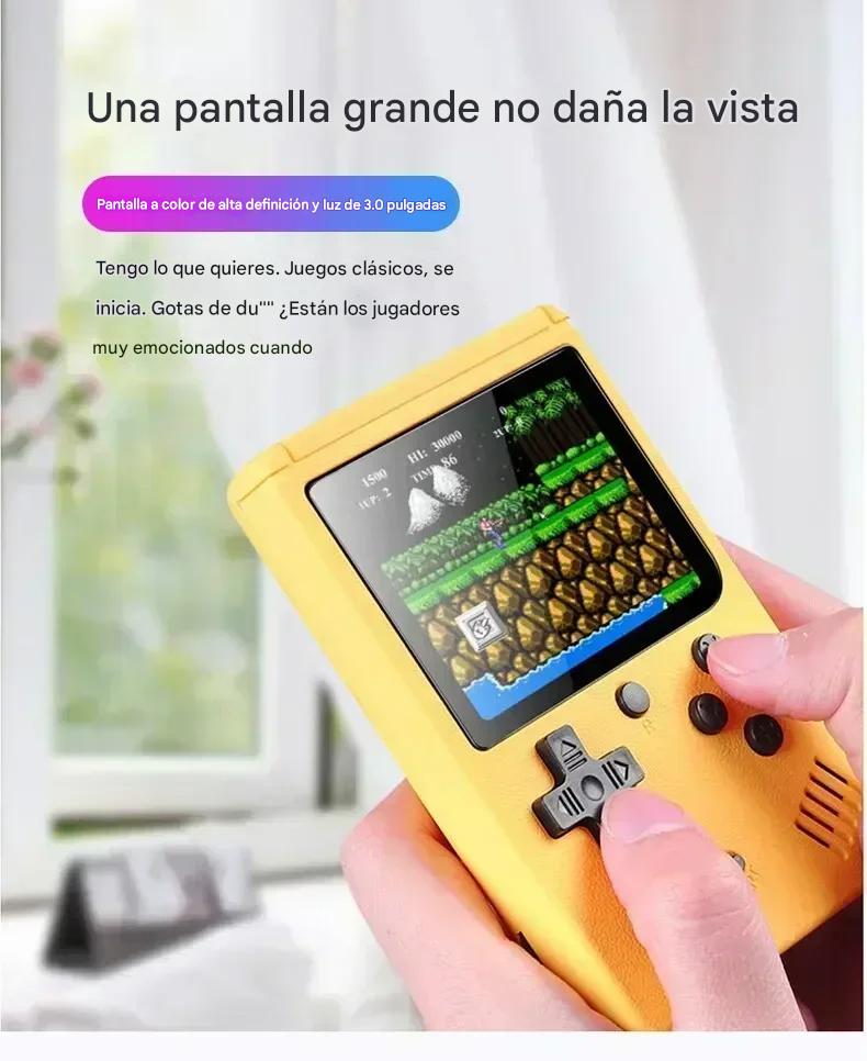 Mini consola portátil retro videojuegos color azul LCD 3" 500 juegos recargable usb gamer portatil.
