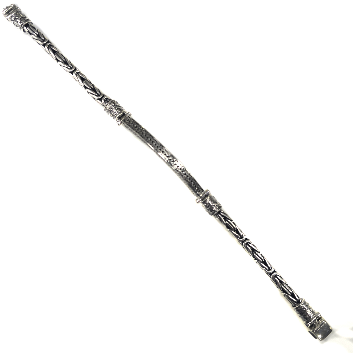Esclava Artesanal Plata Pavonada 950 Estilo Bizantino Negro 22 Cm