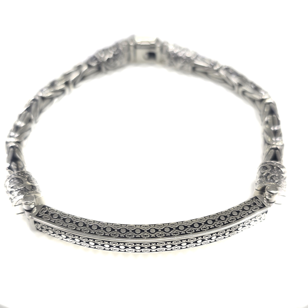 Esclava Artesanal Plata Pavonada 950 Estilo Bizantino Negro 22 Cm