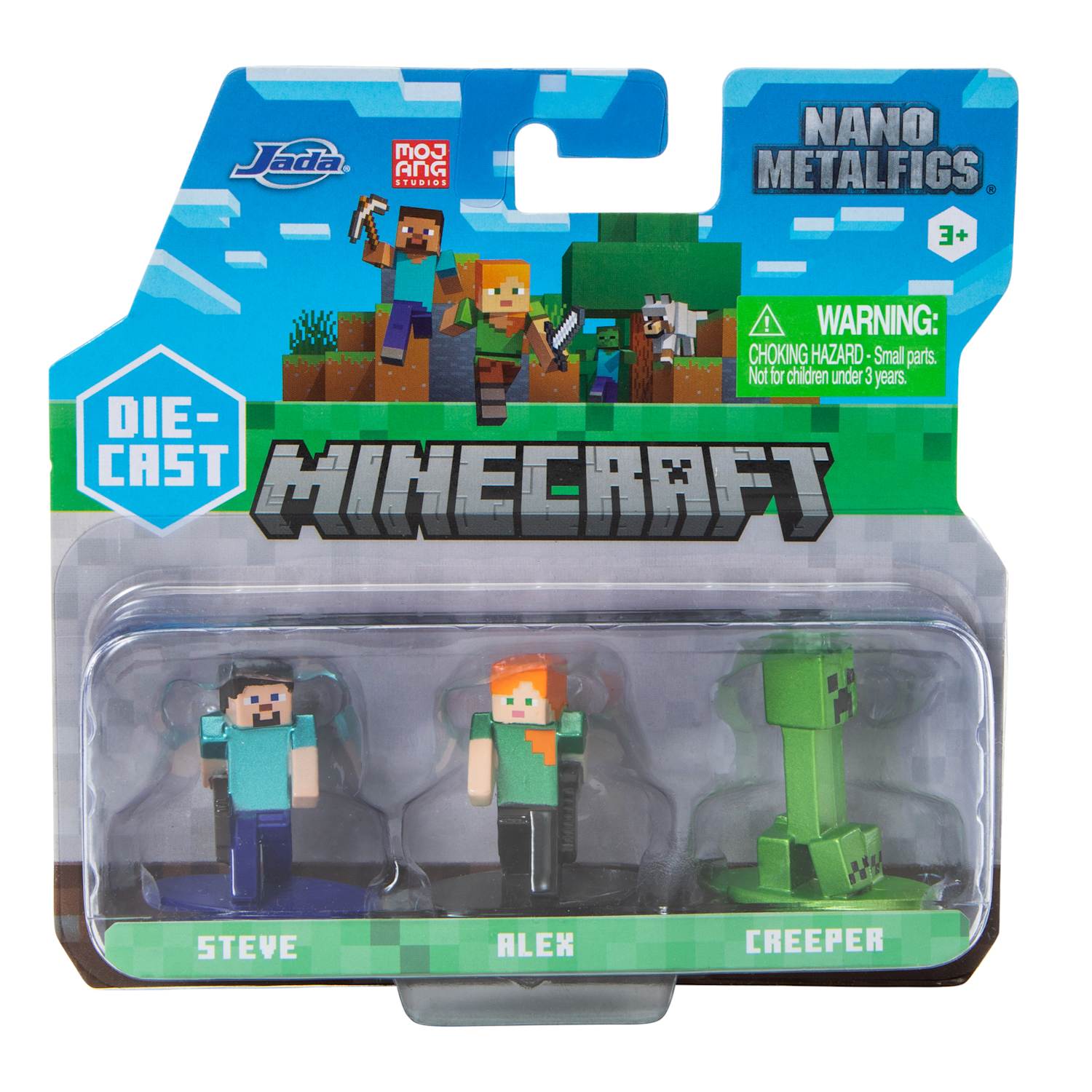 Figura Colección Minecraft Pack 3 Figuras Metalfigs 2,5 Pulgadas Oficial