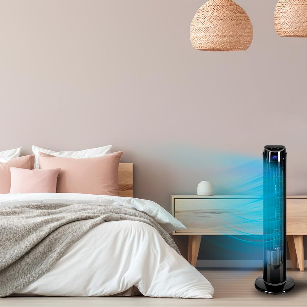 Combo 2 Ventiladores De Torre De 33 Pulgadas 3 Velocidades Wifi Negro Y Blanco