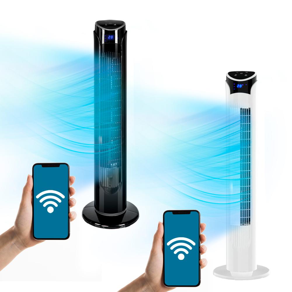 Combo 2 Ventiladores De Torre De 33 Pulgadas 3 Velocidades Wifi Negro Y Blanco