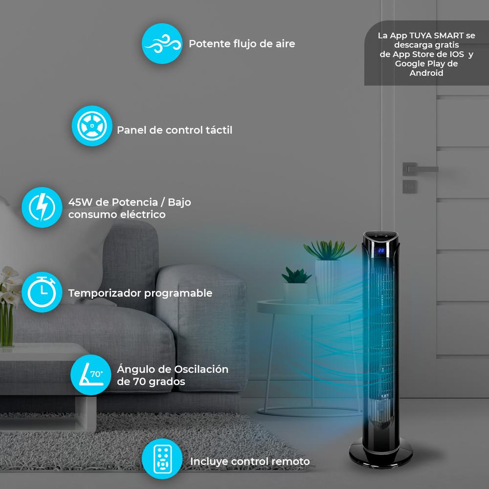 Combo 2 Ventiladores De Torre De 33 Pulgadas 3 Velocidades Wifi Negro Y Blanco