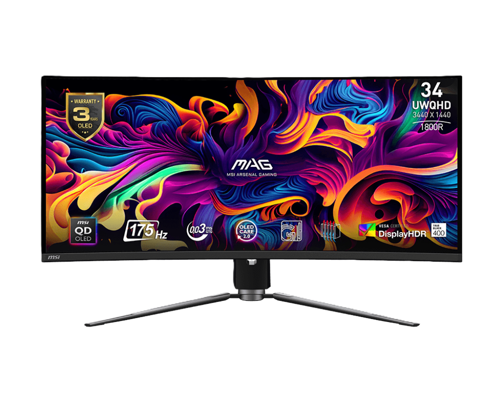 MONITOR MSI 34" 34ZCQP .03MS 175HZ UWQHD CURVO DP HDMI NEGRO MAG 341CQP QD-OLED