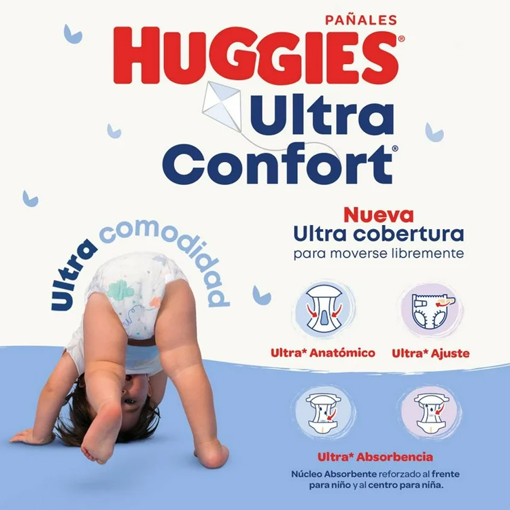 Pañales Huggies Ultraconfort Etapa 5 Niño 90 Pañales