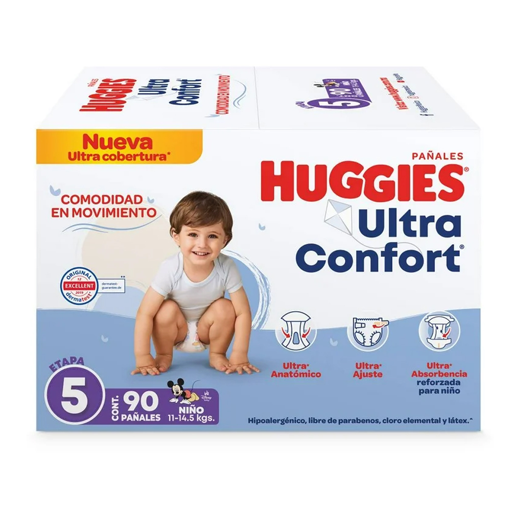 Pañales Huggies Ultraconfort Etapa 5 Niño 90 Pañales