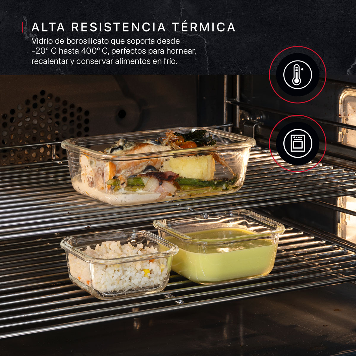 Recipientes de Vidrio Herméticos para Alimentos 5 Contenedores con 5 Tapas - Toppers Cookify