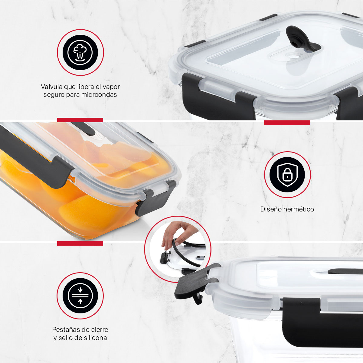 Recipientes de Vidrio Herméticos para Alimentos 4 Contenedores con 4 Tapas - Toppers Cookify