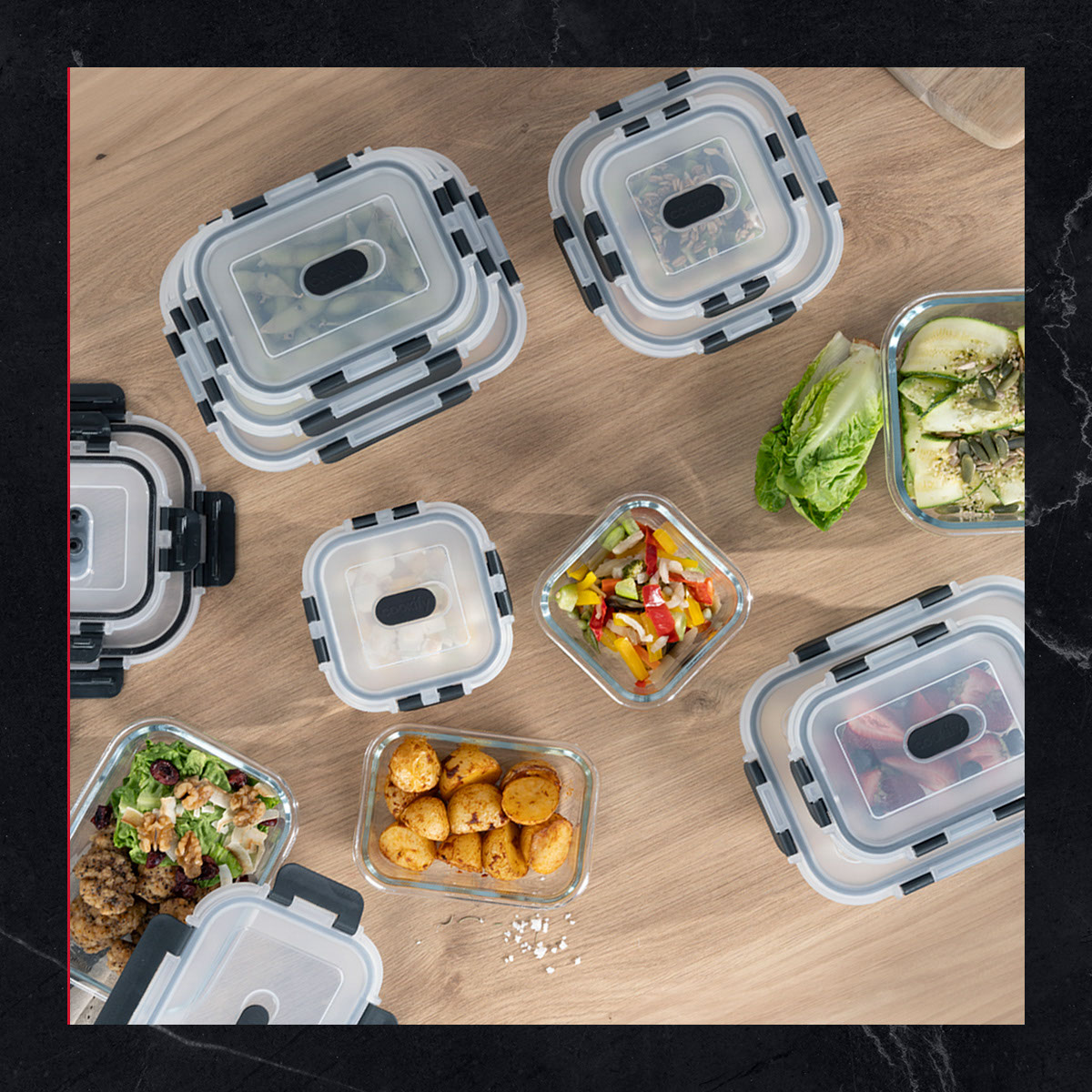 Recipientes de Vidrio Herméticos para Alimentos 12 Contenedores con 12 Tapas - Toppers Cookify