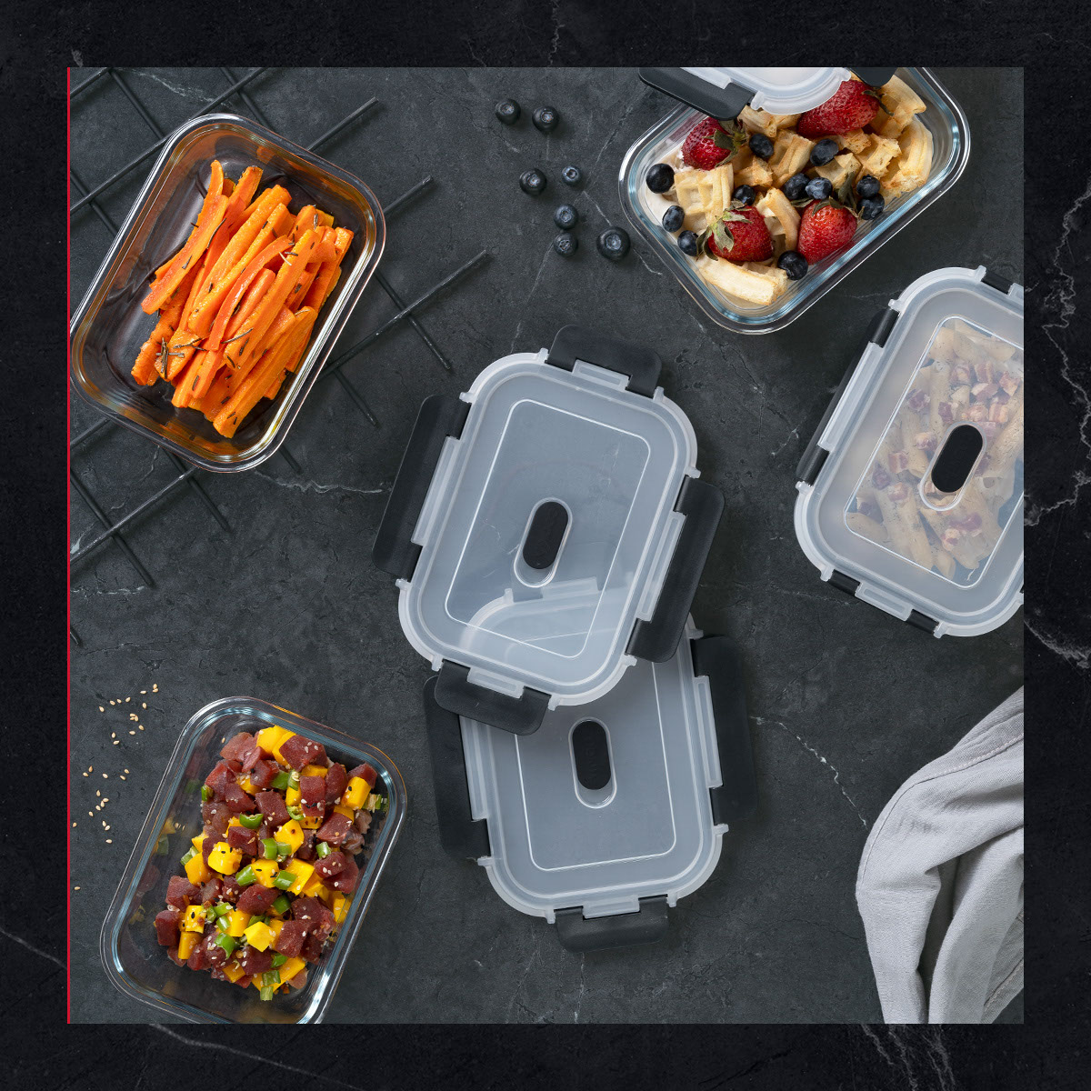Recipientes de Vidrio Herméticos para Alimentos 4 Contenedores con 4 Tapas - Toppers Cookify