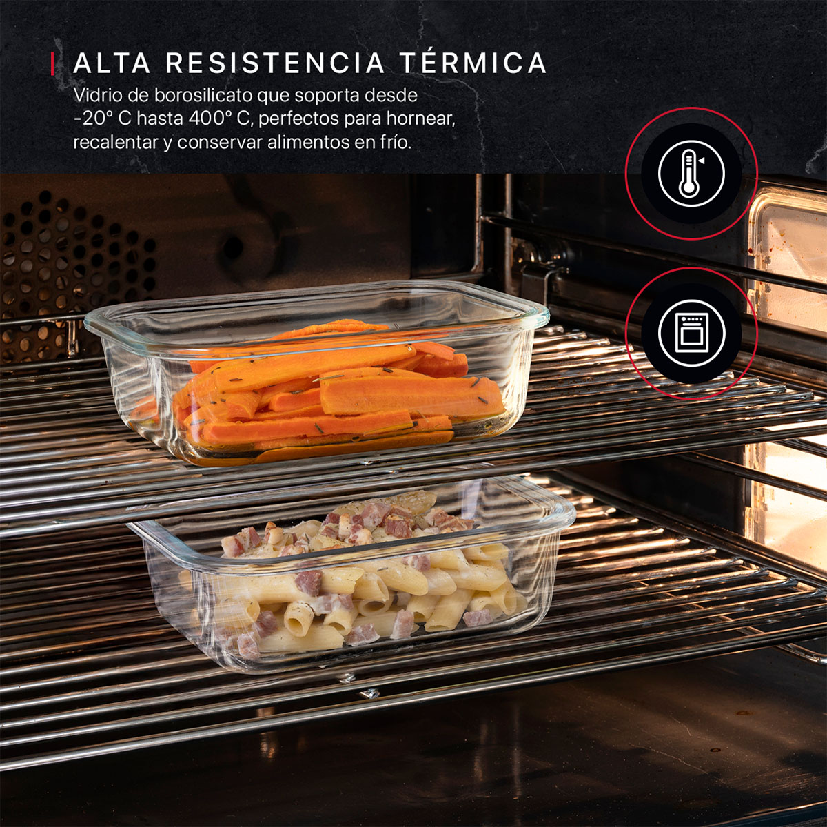 Recipientes de Vidrio Herméticos para Alimentos 4 Contenedores con 4 Tapas - Toppers Cookify