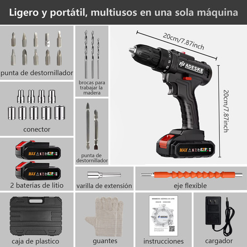 Kit Destornillador Inalambrico Taladro Electrico Con Bateria