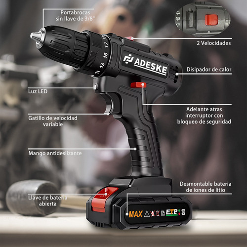 Kit Destornillador Inalambrico Taladro Electrico Con Bateria