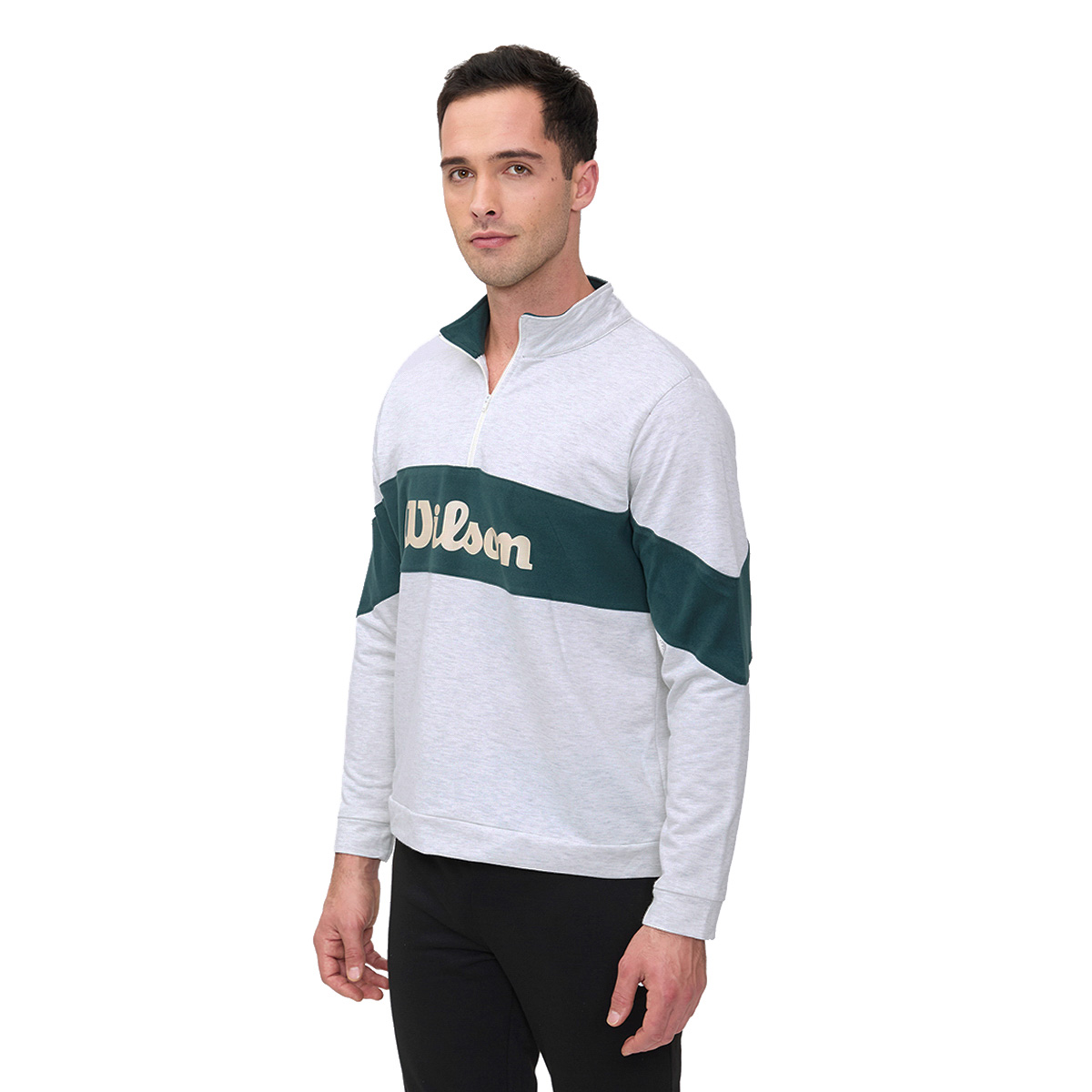 Sudadera Deportiva Wilson Con Franja Verde para Hombre 