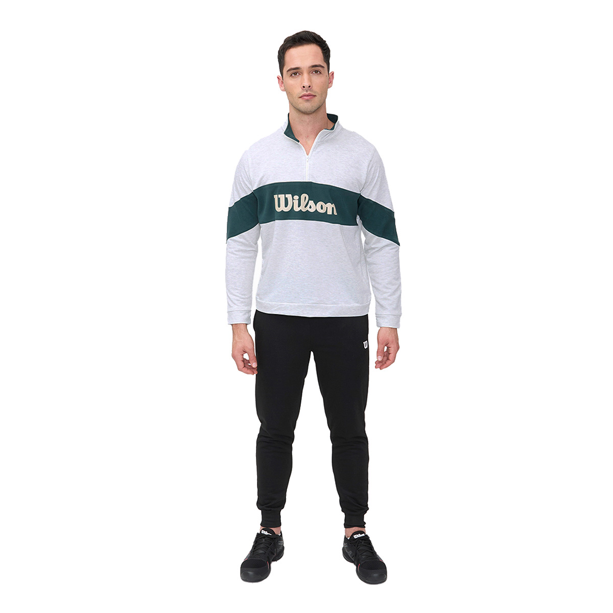 Sudadera Deportiva Wilson Con Franja Verde para Hombre 