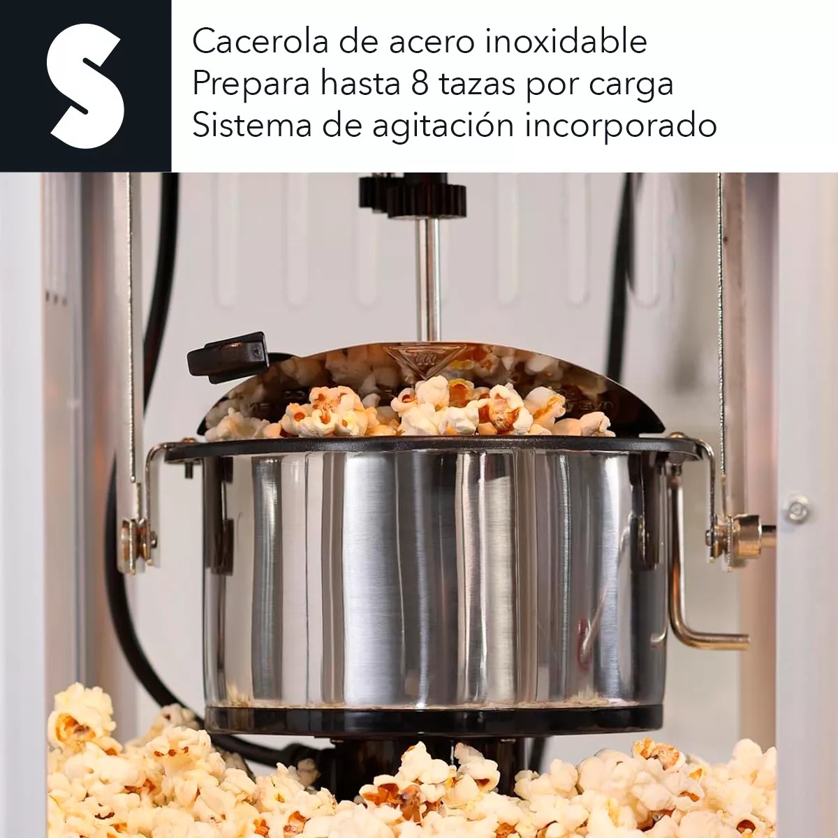 Maquina De Palomitas Eléctrica Palomero 8 Tazas Acero Inox