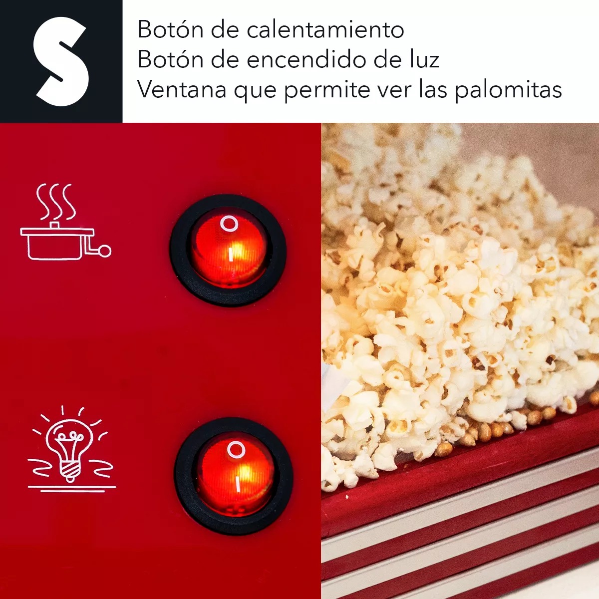 Maquina De Palomitas Eléctrica Palomero 8 Tazas Acero Inox