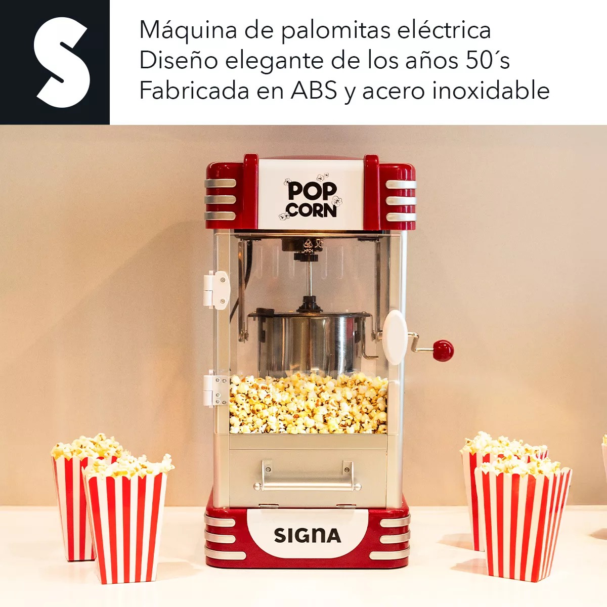Maquina De Palomitas Eléctrica Palomero 8 Tazas Acero Inox