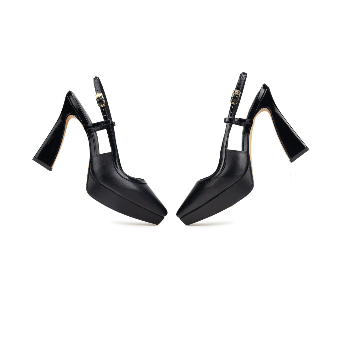 Zapatillas De Tacón Davenia De Piel Sandalia Para Dama Mod. Brenda Negro