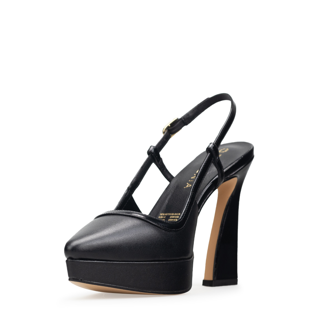 Zapatillas De Tacón Davenia De Piel Sandalia Para Dama Mod. Brenda Negro