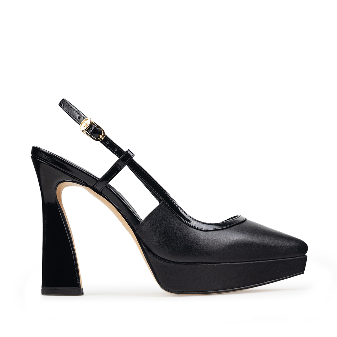 Zapatillas De Tacón Davenia De Piel Sandalia Para Dama Mod. Brenda Negro