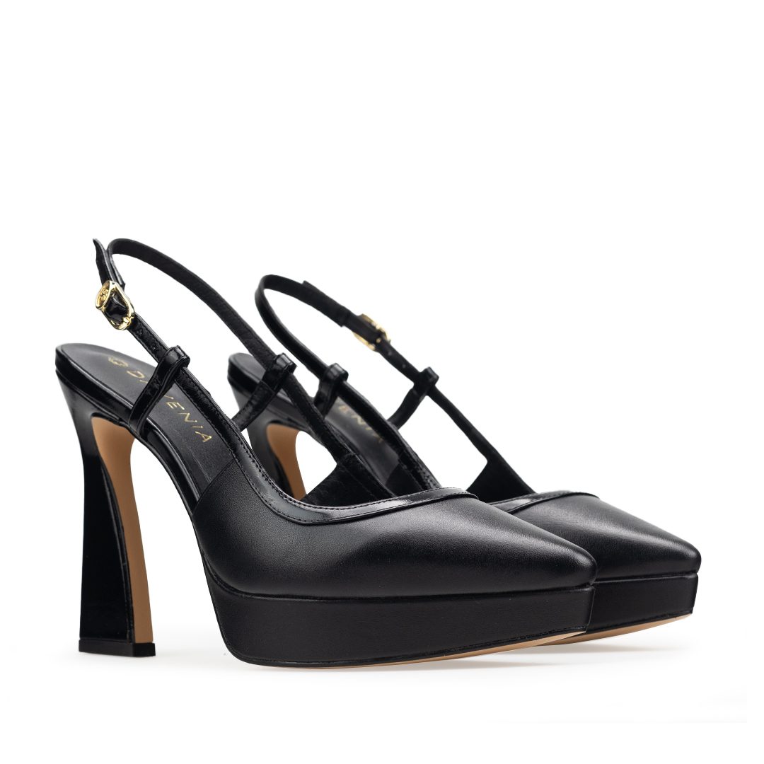 Zapatillas De Tacón Davenia De Piel Sandalia Para Dama Mod. Brenda Negro