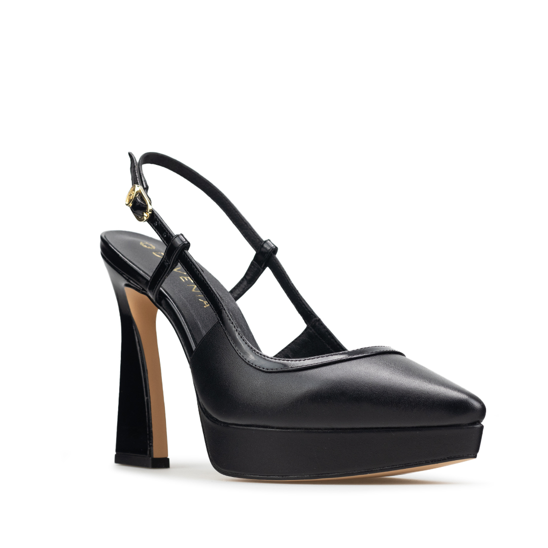 Zapatillas De Tacón Davenia De Piel Sandalia Para Dama Mod. Brenda Negro