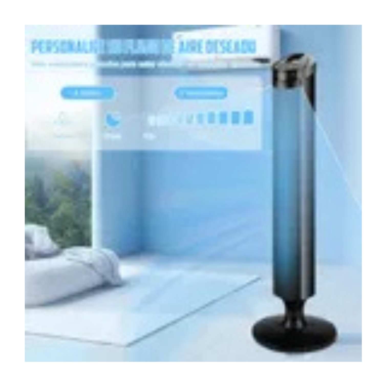 Ventilador De Torre Silencioso Giratorio Con Control Remoto