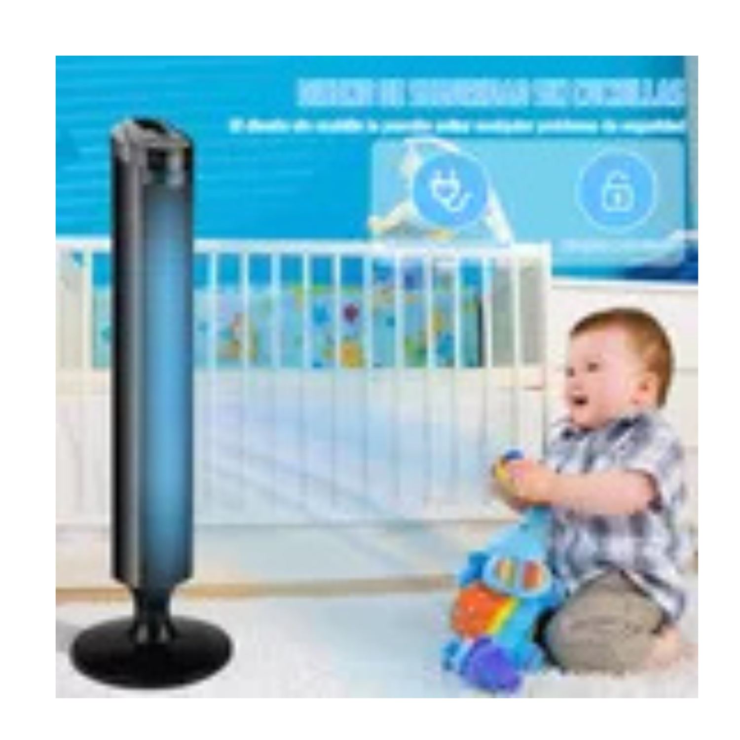 Ventilador De Torre Silencioso Giratorio Con Control Remoto