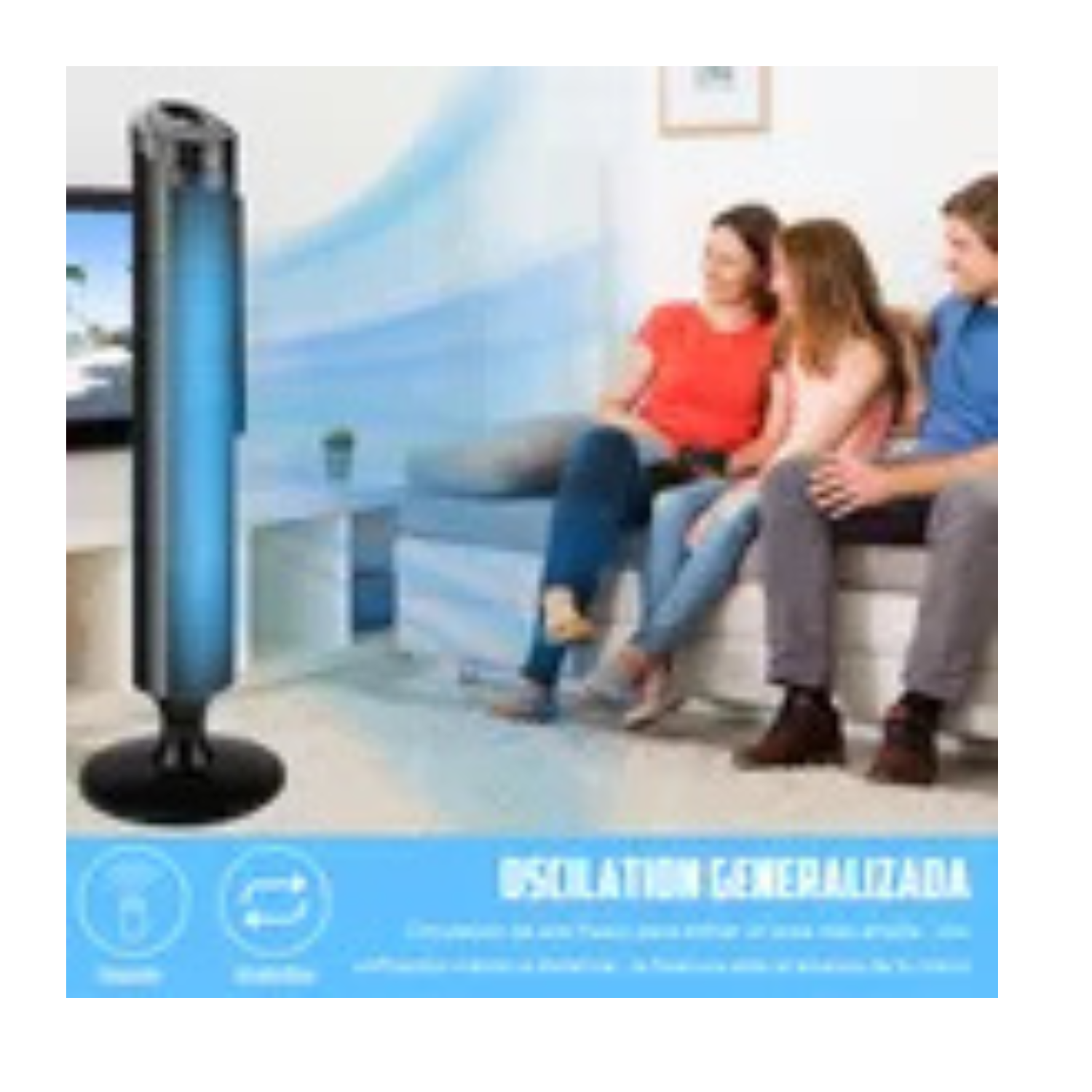 Ventilador De Torre Silencioso Giratorio Con Control Remoto