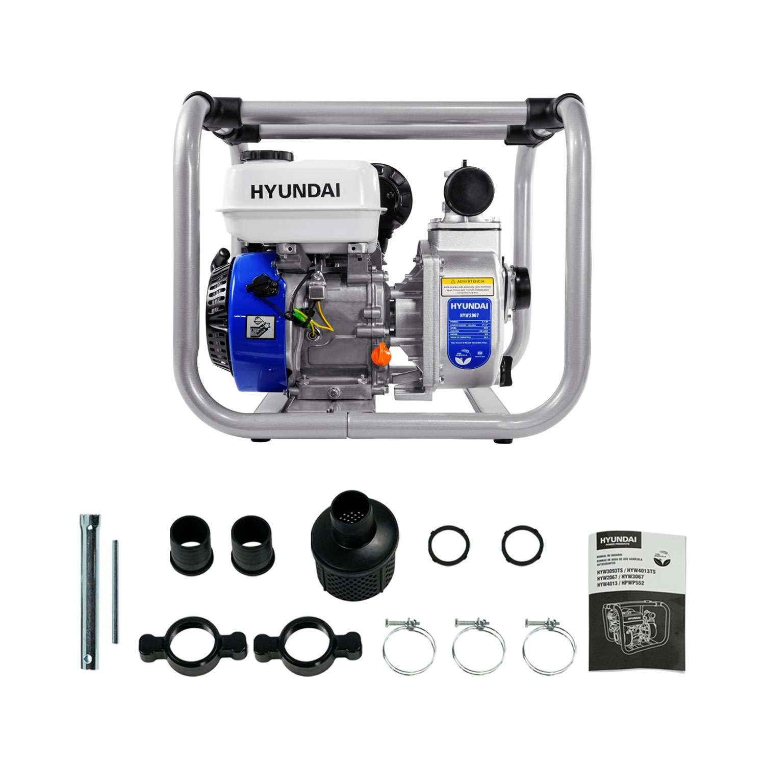 MOTOBOMBA AUTOCEBANTE A GASOLINA PROFESIONAL HYUNDAI 6.7 HP 2X2 4 TIEMPOS - HYW2067
