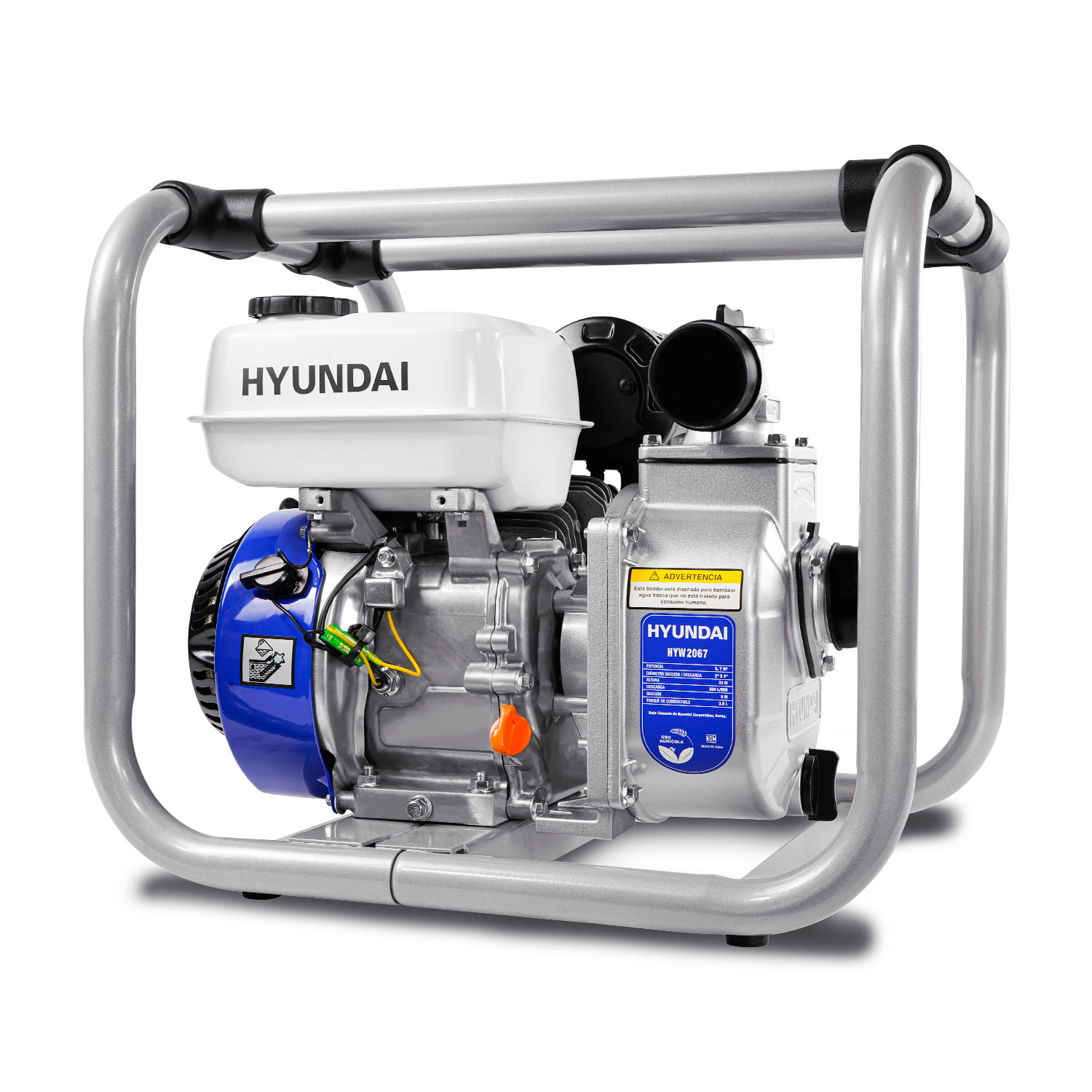 MOTOBOMBA AUTOCEBANTE A GASOLINA PROFESIONAL HYUNDAI 6.7 HP 2X2 4 TIEMPOS - HYW2067