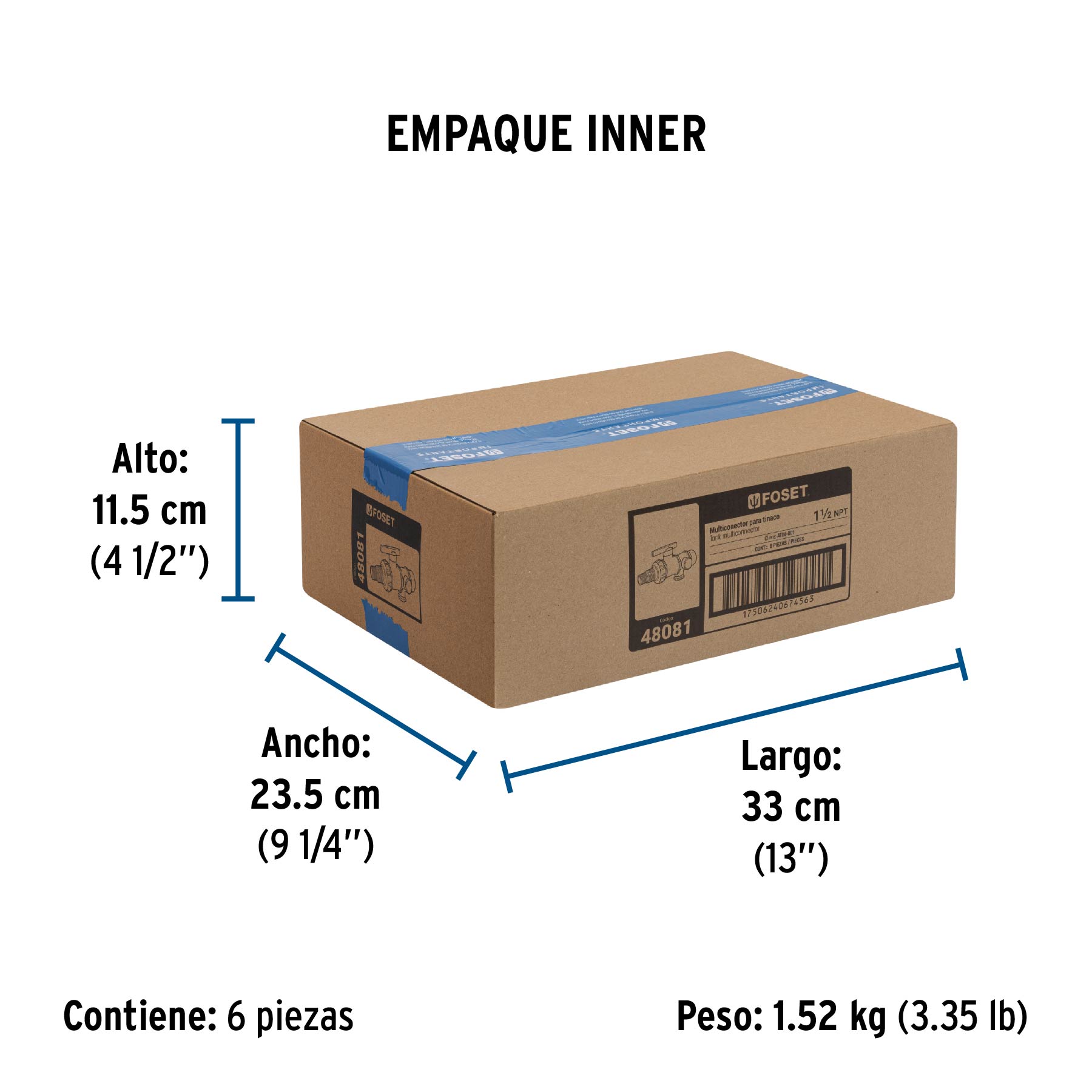 Multiconector polipropileno para tinaco, con válvula, FOSET