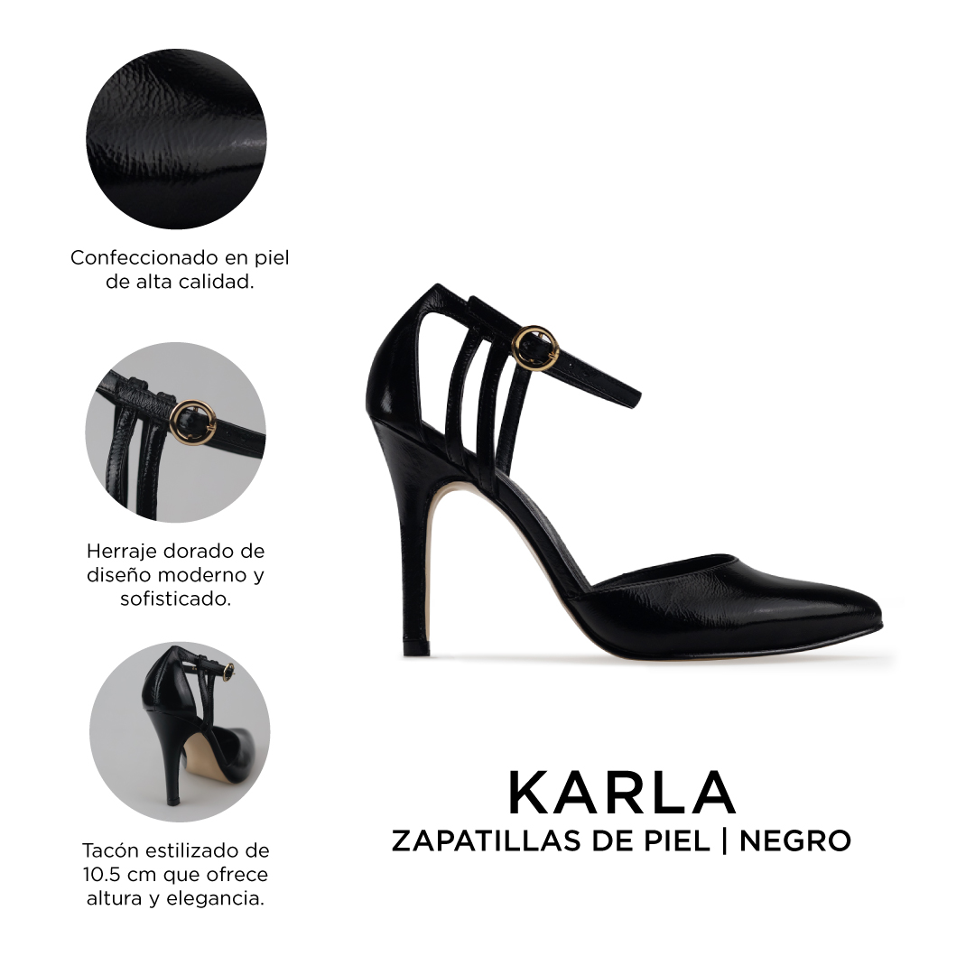 Zapatillas De Tacón Davenia De Piel Sandalia Para Dama Mod. Karla
